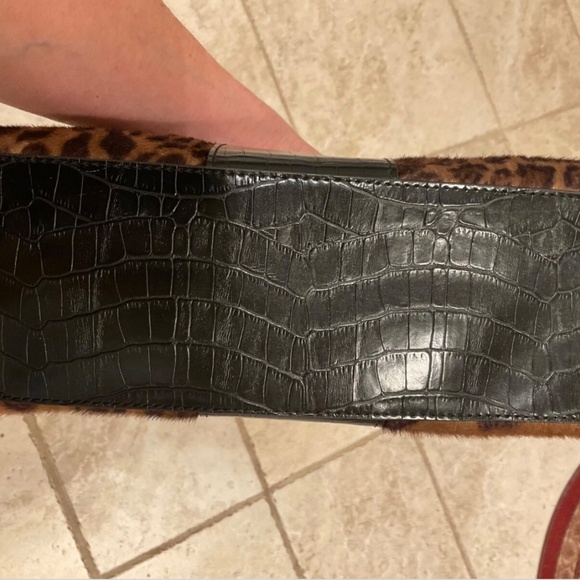 Coldwater Creek Leopard Print Faux Fur Shoulder Bag Faux Crocodile Purse Handbag - Picture 4 of 4